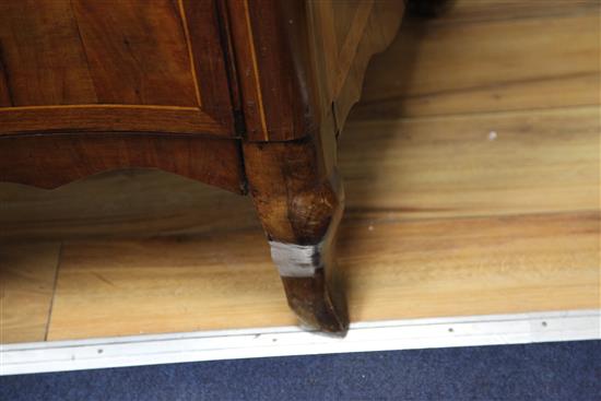 An 18th century Maltese olive wood and fruitwood serpentine commode, W.6ft 1in.